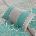 6 Piece Printed Cotton Quilt Set With Throw Pillows Aqua King Cal King King Aqua Polyester