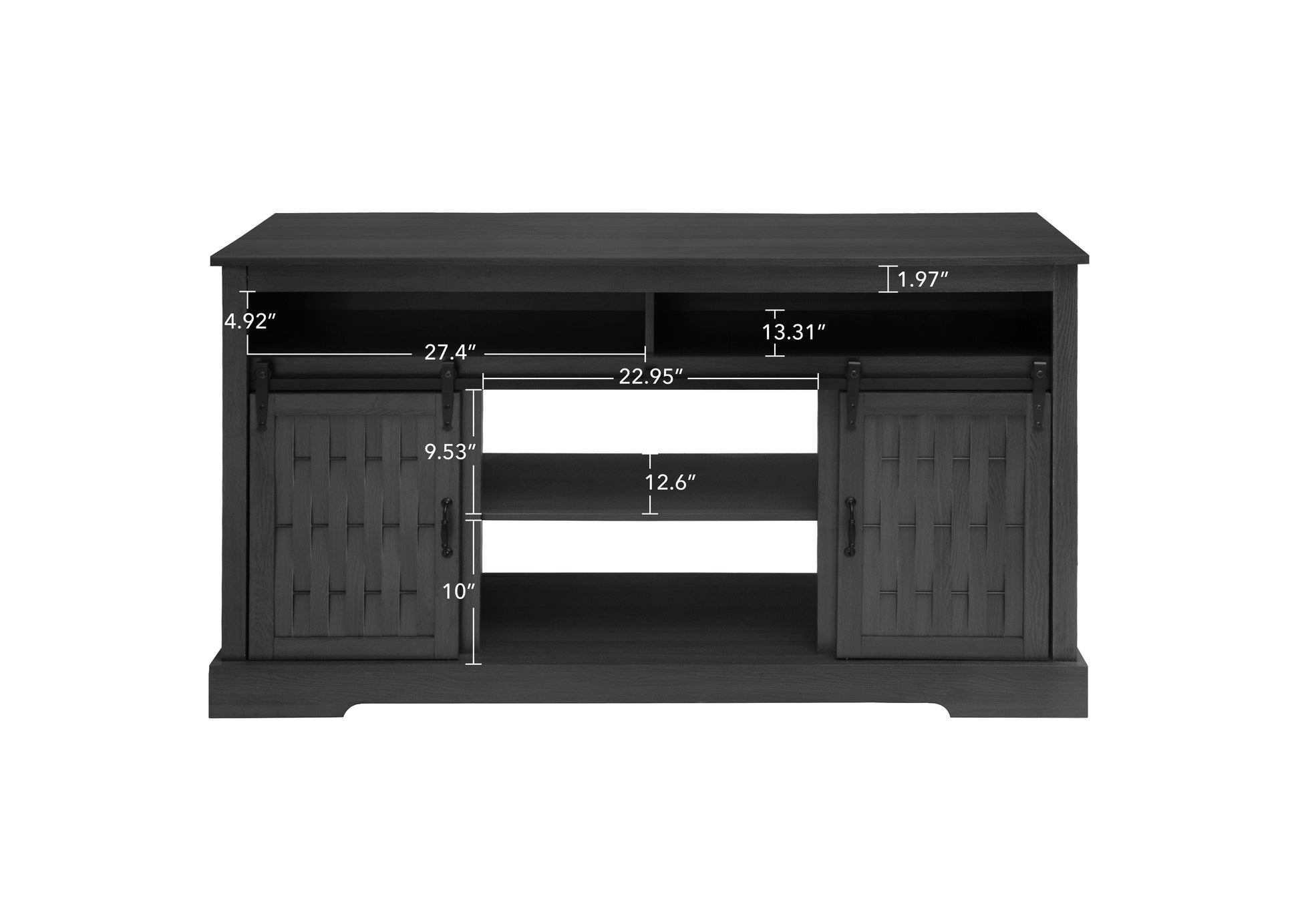 Fireplace Tv Stand For Tvs Up To 65", Entertainment Center With 23" Electric Fireplace, Farmhouse Tv Stand Industrial Media Console With Sliding Barn Door For Living Room, 58 Inch Dark Gray Particle