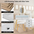 Dressing Table With Led Lights Glass Top Dressing Table With Extendable Side Table 5 Drawers Dressing Table With Mirror And Stool For Bedroom White Drawer 5 Drawers & Above Bedroom Modern Mirror Included White Particle Board Mdf