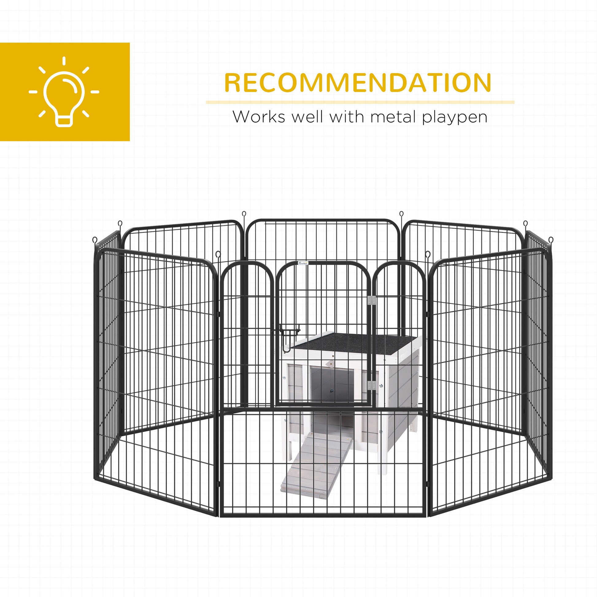 Pawhut Small Wooden Rabbit Hutch, Bunny Guinea Pig Cage, With Openable & Waterproof Roof, Gray Gray Wood
