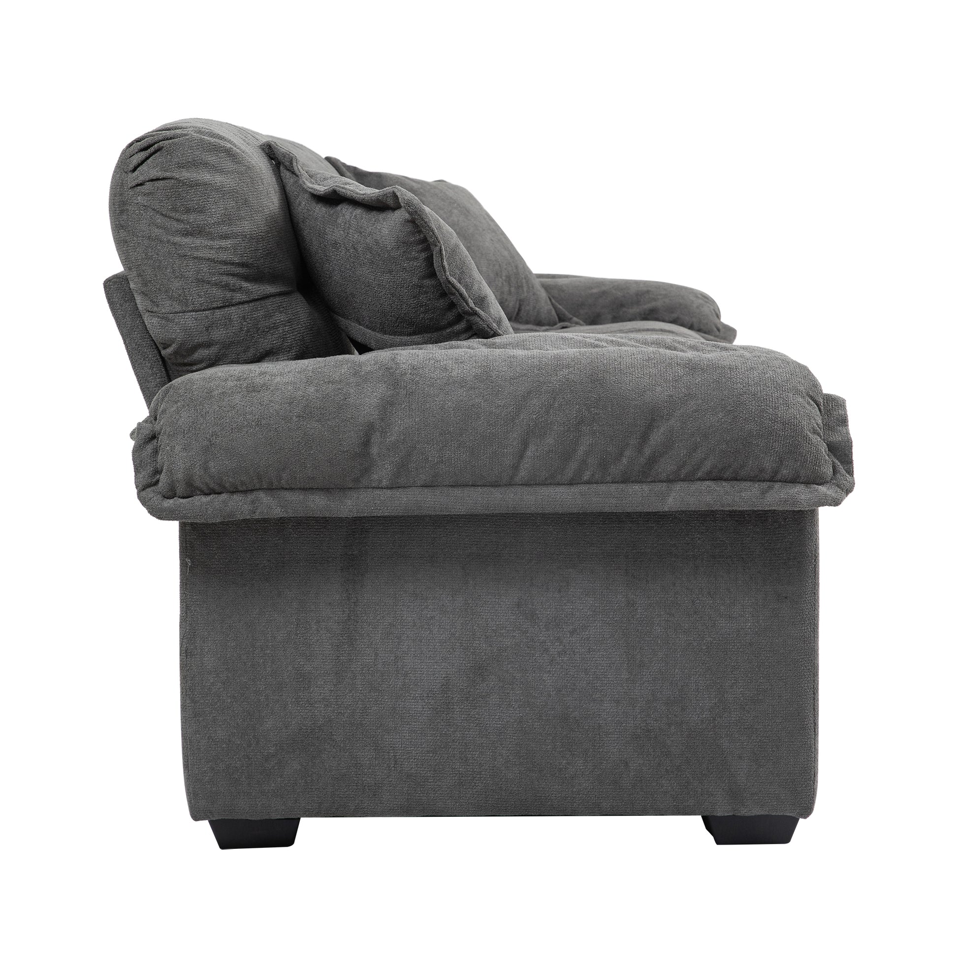 84" Chenille Recliner Sofa Small Sofa Loveseat Deep Seat Sofa Couch With 2 Throw Pillows & Memory Foam For Living Room Apartment Office Lounge Grey Grey Memory Foam Chenille,Upholstered 2 Seat