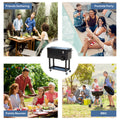 Outsunny 80 Qt Rolling Cooling Bins Ice Chest On Wheels Outdoor Stand Up Drink Cooler Cart For Party, Black Black Plastic