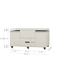 Modern Lift Up Coffee Table With 4 Stools Set For Living Room Expandable 1 Hidden Storage 2 Drawers Space Saving Folding Dining Table White Mdf