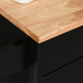 Homcom Kitchen Island Cart Rolling Trolley Cart With Drawer, Storage Cabinet & Towel Rack, Black Black Rubber Wood