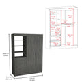 Kenya 3 Drawers Armoire, Double Door, 3 Tier Shelf Smokey Oak Smoke Grey Bedroom Modern Particle Board