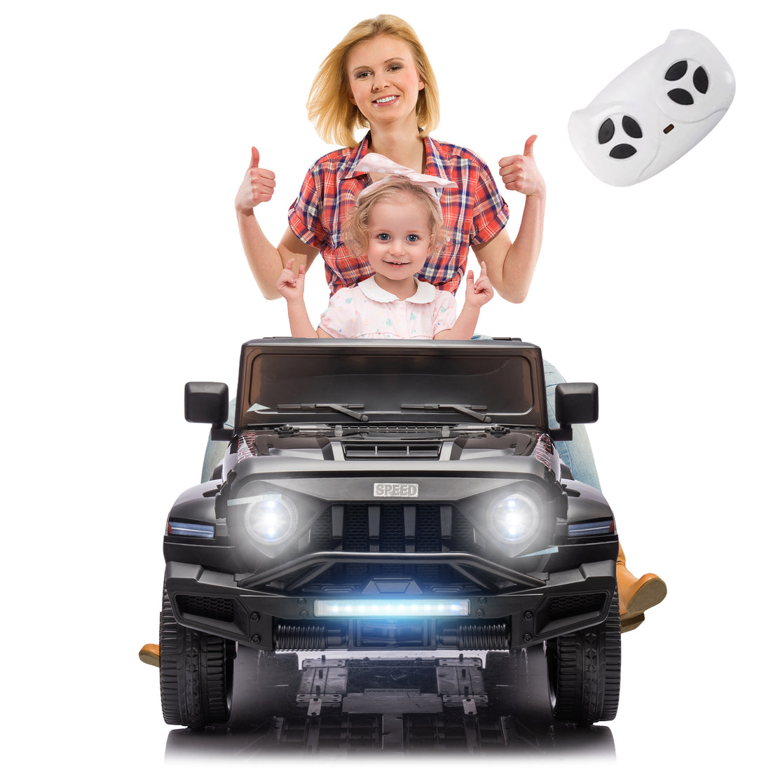 24V Ride On Car For Kids Battery Powered Ride On 4Wd Toys With Remote Control,Parents Can Assist In Driving,Music And Lights,Five Point Safety Belt,Rocking Chair Mode For Back And Forth Swinging Black Polyethylene