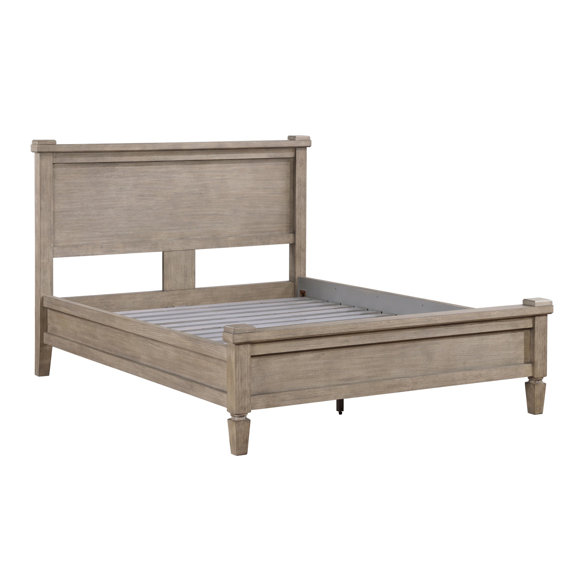 Gray Oak Finish Platform Queen Canopy Bed 1Pc Durable Wooden Bedroom Furniture Poster Bed Box Spring Not Required Queen Oak Wood Bedroom Canopy Wood