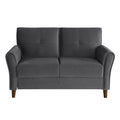 Gray Velvet Upholstery 1Pc Comfort Loveseat Plush Seatbacks Tufted Detail Solid Wood Frame Modern Living Room Furniture Gray Velvet Wood Primary Living Space Modern Flared Arms Solid Wood