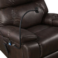 Recliner Chair With Phone Holder,Electric Power Lift Recliner Chair With 2 Motors Massage And Heat For Elderly, 3 Positions, 2 Side Pockets, Cup Holders Brown Faux Leather Power Remote Metal Primary Living Space American Design Eucalyptus Foam Bonded