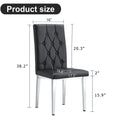 2 Piece Dining Chair, Modern Style Kitchen Upholstered High Back, Metal Leg Office Chair, Suitable For Dining Room, Office, Restaurant. Black Set Of 2 Pu