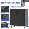 Heavy Duty Metal Garage Storage Cabinet With Wheels Sturdy And Durable Tool Storage Cabinet For Garage, Office, And Home Organizer Solutions Black Steel
