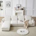 128 Inch Corduroy With Cup Holder Super Large L Shaped Sofa, Movable Footrest, Four Waist Pillows And Four Back Cushion, With Usb Port And T Pyce Port Beige Corduroy 3 Seat
