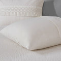 3 Piece Cotton Seersucker Duvet Cover Set Queen Ivory Cotton