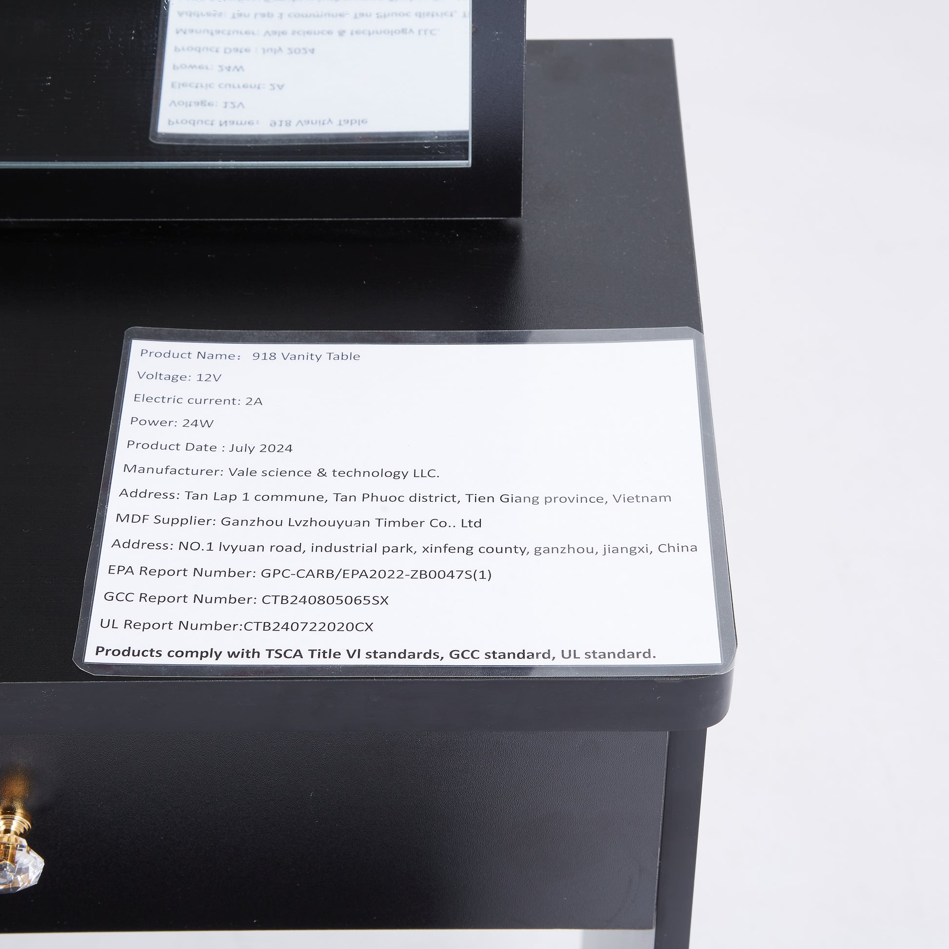 Small Size Left Bedside Cabinet Vanity Table Cushioned Stool, Extra Large Sliding Mirror, Multi Layer, High Capacity Storage Fashionable Dresser, Suitable For Small Space, Epa,Gcc,Ul Certificate