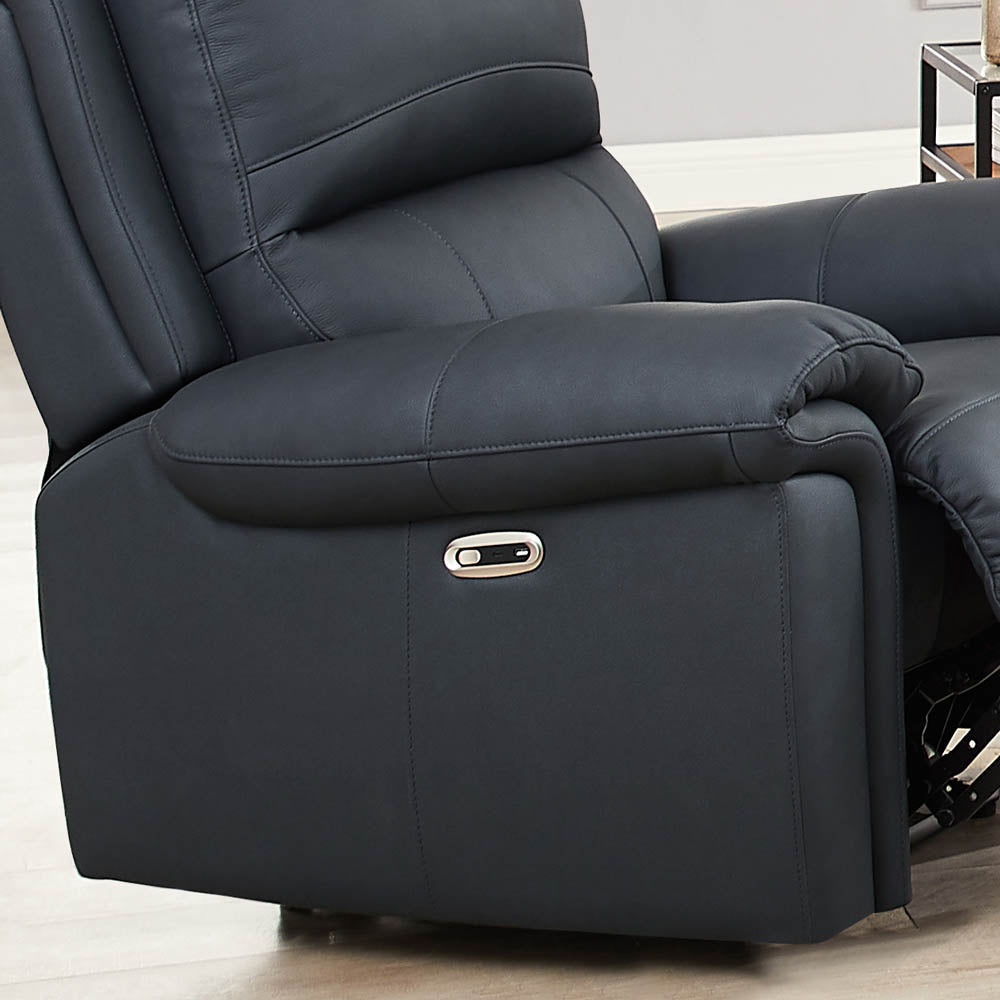 Monica Power Zero Gravity Recliner Gunmetal Memory Foam Genuine Leather