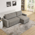 Modular Corduroy Upholstered 3 Seater Sofa Bed With Storage For Home Apartment Office Living Room, Free Combination, L Shaped, Grey Grey Wood Primary Living Space Medium Soft Pillow Back Eucalyptus Square Arms Foam Corduroy 3 Seat