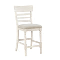 Antique White Finish Counter Height Set 5Pc Table With Bottom Storage And 4 Counter Height Chairs Farmhouse Style Dining Kitchen Set Wooden Furniture Wood Wood Antique White,Brown Seats 4 Wood Dining Room Farmhouse Square Wood