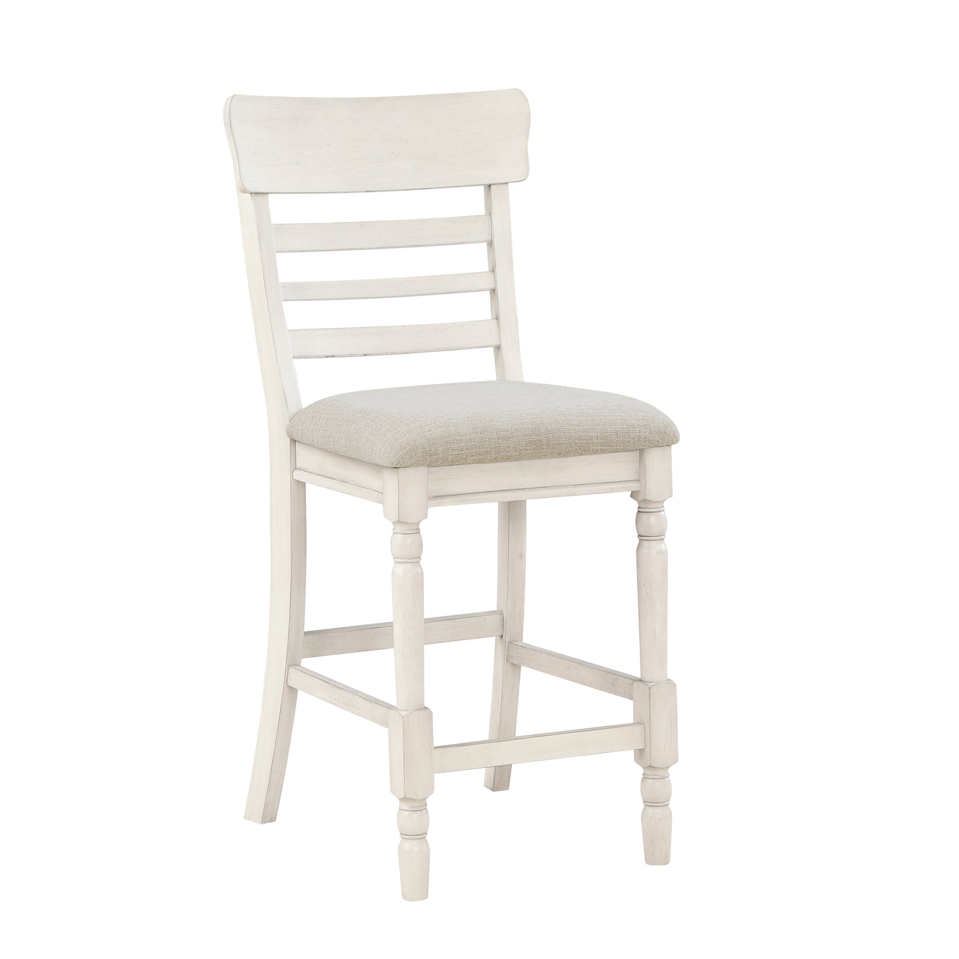 Antique White Finish Counter Height Set 5Pc Table With Bottom Storage And 4 Counter Height Chairs Farmhouse Style Dining Kitchen Set Wooden Furniture Wood Wood Antique White,Brown Seats 4 Wood Dining Room Farmhouse Square Wood