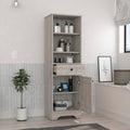 St. Clair Linen Cabinet, Two Interior Shelves, Two Open Shelves, Single Door Grey 1 4 Bathroom Freestanding Modern Particle Board Engineered Wood