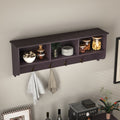 Espresso Entryway Wall Mounted Coat Rack With 4 Dual Hooks Living Room Wooden Storage Shelf Espresso Mdf