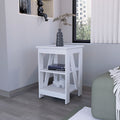 Clio Auxiliary Table, With Two Shelves White White Primary Living Space Manual Freestanding Pine Bookcase Rectangular Particle Board Engineered Wood