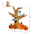 Homcom 7.5' Tall Lighted Halloween Inflatables Outdoor Decorations Haunted Tree With Owl, Ghost, Pumpkins, Blow Up Led Yard Decor For Garden, Lawn, Party, Holiday, Waterproof Multicolor Polyester