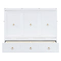 Queen Size Murphy Bed With Usb Port And A Large Drawer, White Queen White Solid Wood Mdf