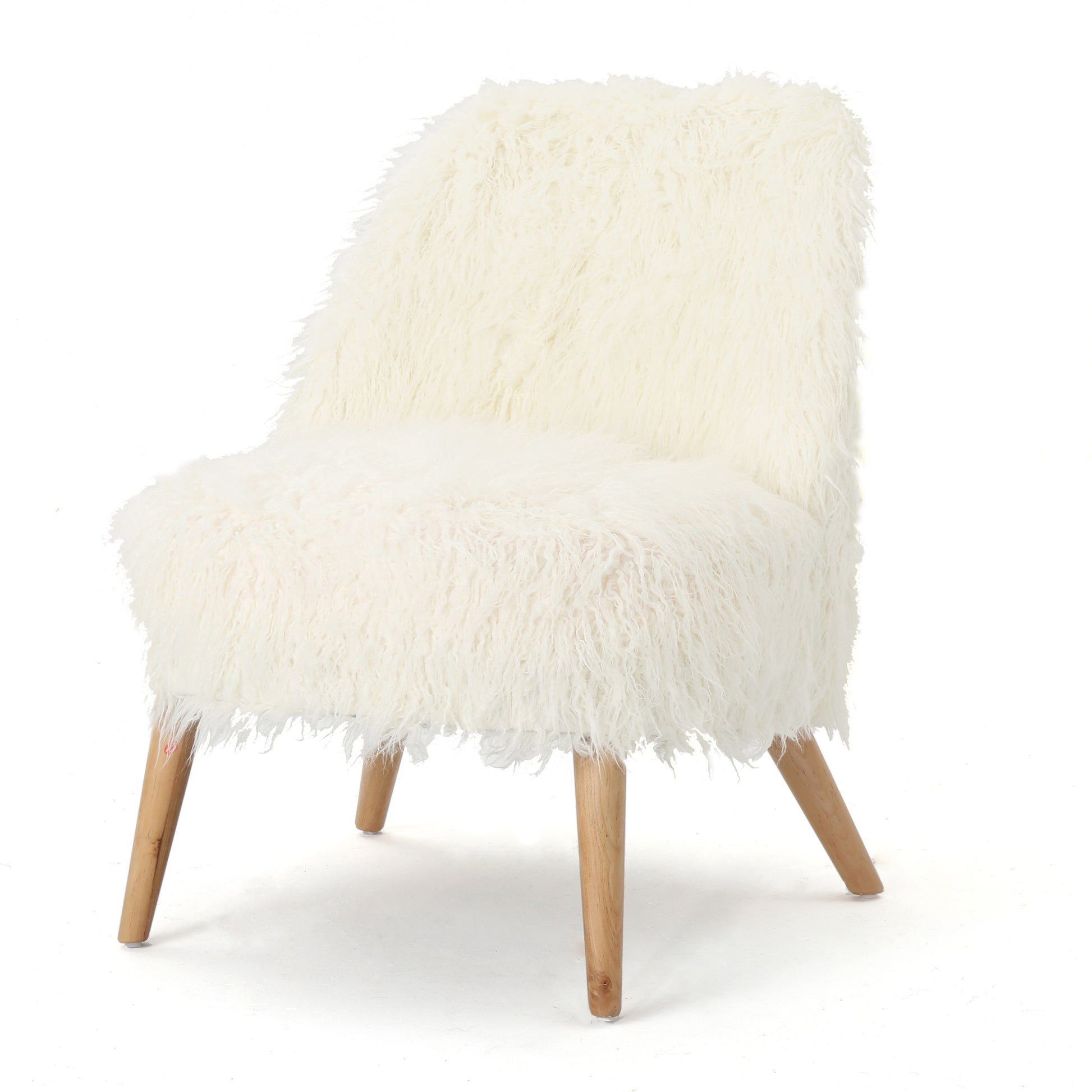 Club Chair White Faux Fur