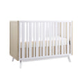 Prague Convertible Crib In Cotton Grey And White Natural Wood Wash Wood