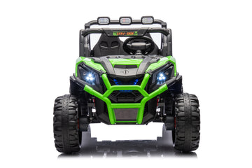 24V Ride On Toys 4Wd Ride On Cars With Remote Control, 2 Xl Seater Electric Car For Kids, Power Car Wheels, Utv 4*200W Motor, Bluetooth, Music, Lights, 3 Speeds,Green Green Abs