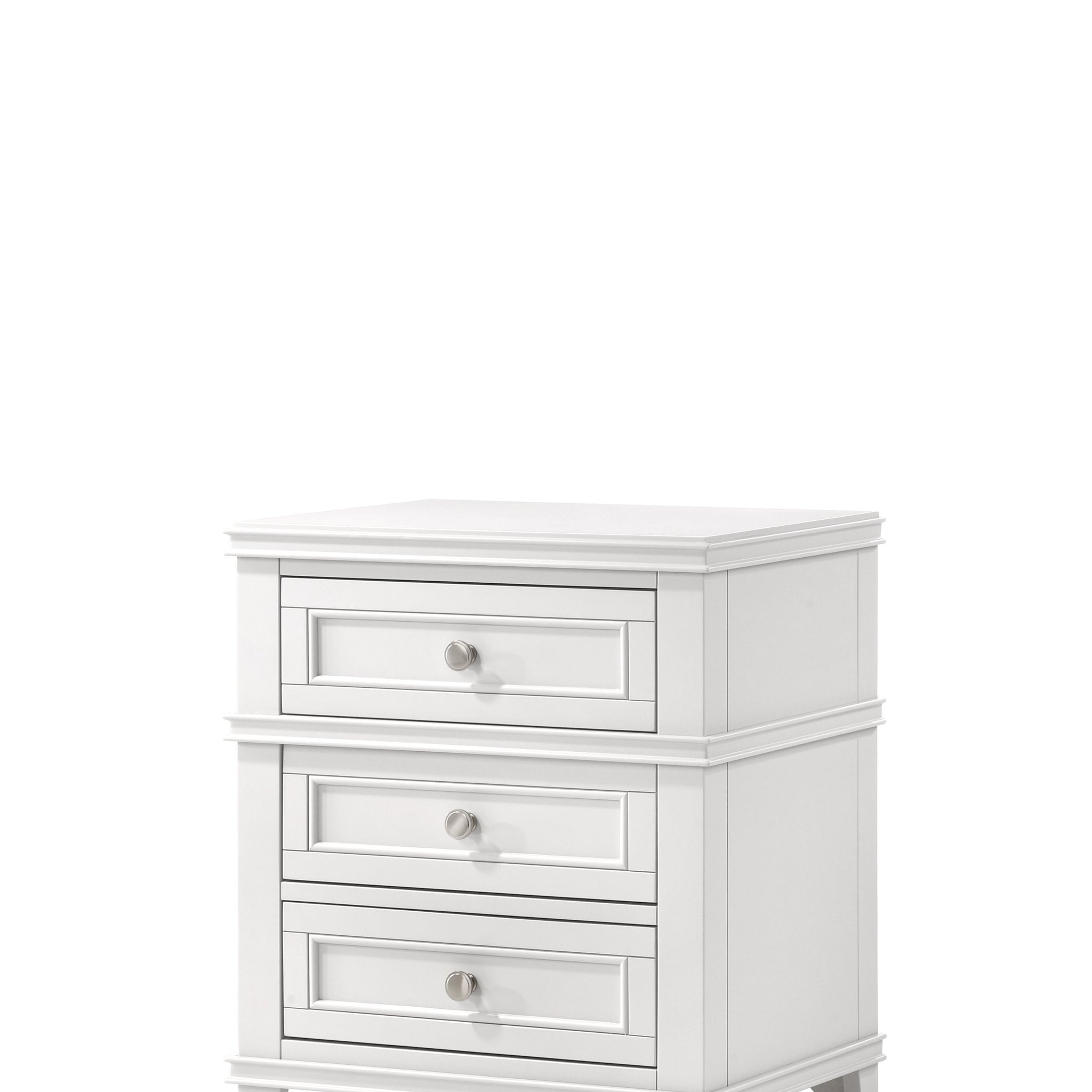 White 3 Drawer Nightstand W Usb White Solid Wood Mdf