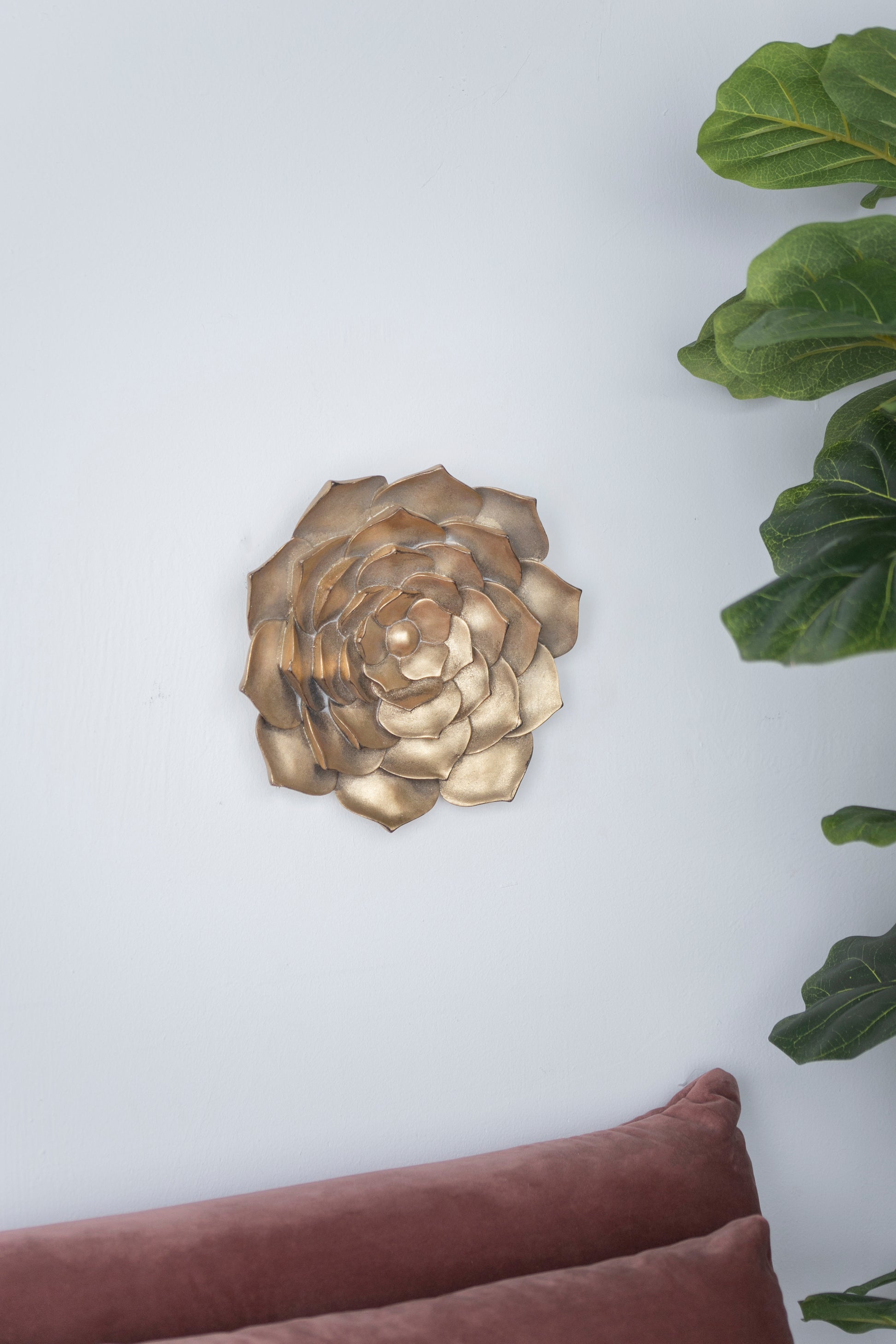 D10X1.4" Succulent Wall Plaque, 2 Piece Gold Resin