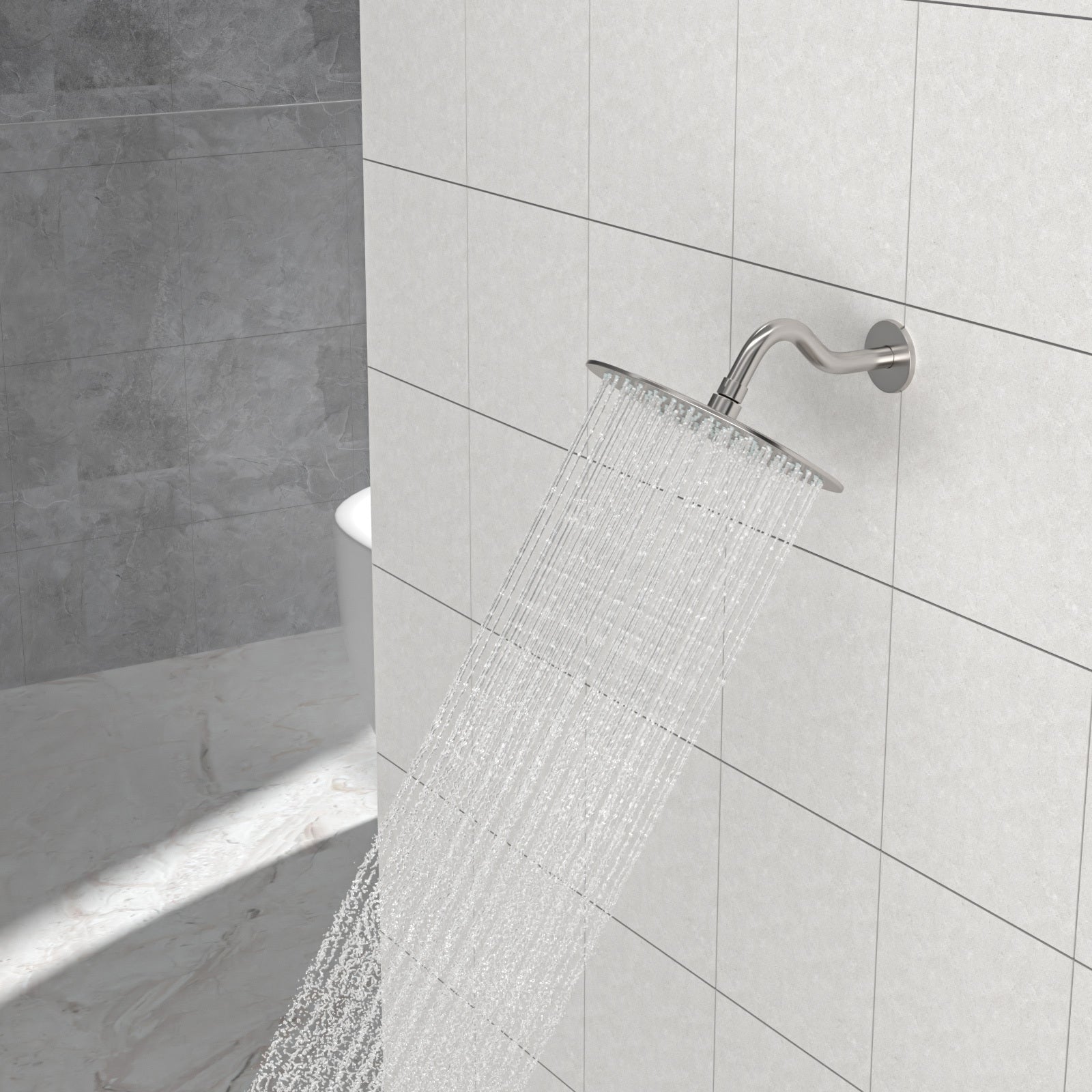 8" Shower Arm With Flange, Brushed Nickel Brushed Nickel Stainless Steel