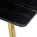 Table And Chair Set. 1 Table With 4 Gray Pu Chairs. Modern Minimalist Rectangular Black Imitation Marble Dining Table, With Golden Metal Legs. Paired With 4 Chairs With Golden Legs.Dt 1544 C001 Black Gold Glass Metal