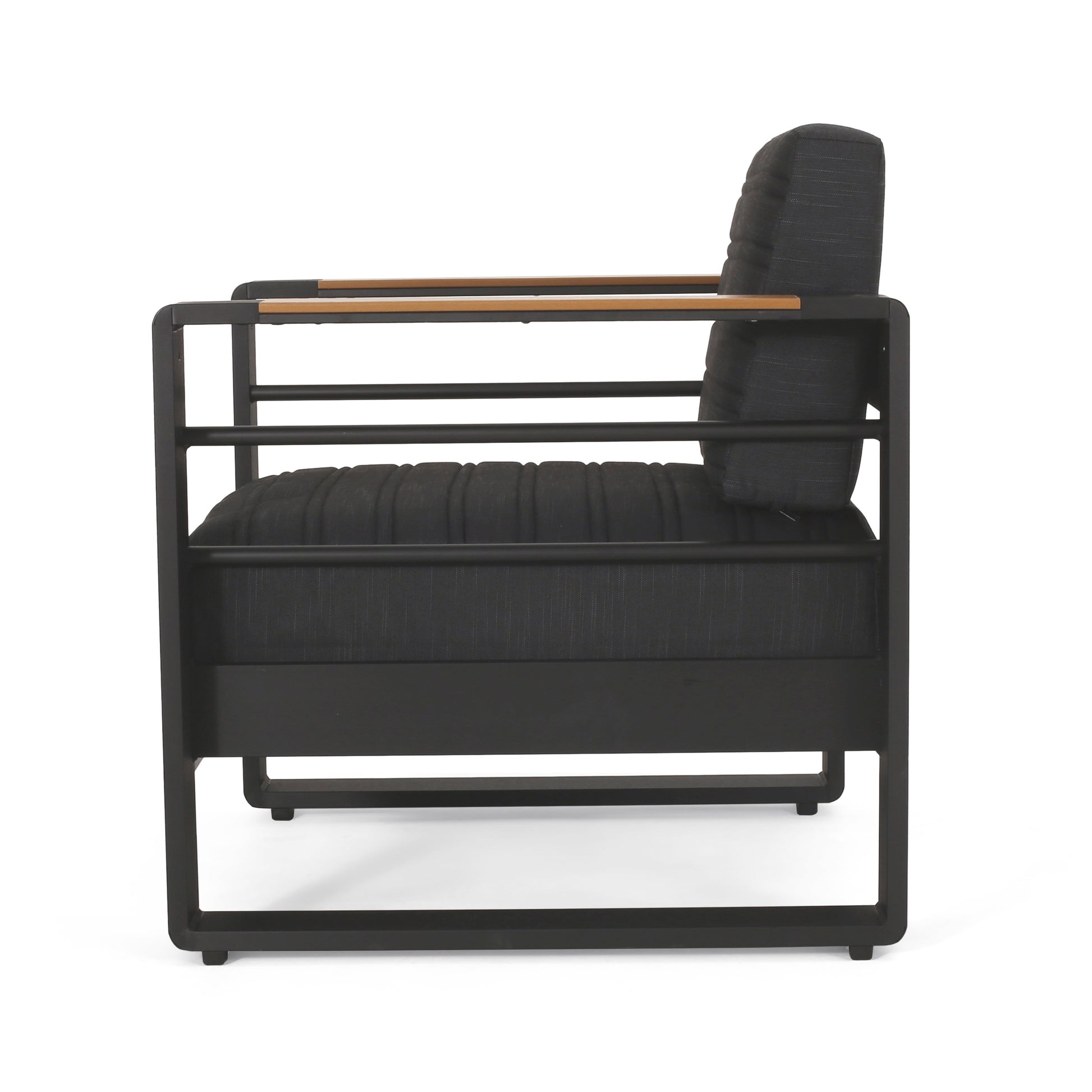 Giovanna Club Chair Black Metal & Wood