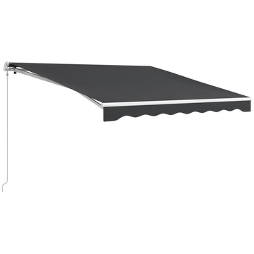 Outsunny 10' X 8' Electric Awning, Retractable Awning, Uv Protection Sun Shade Shelter With Remote Controller And Manual Crank Handle For Deck, Balcony, Yard, Dark Gray Gray Aluminum