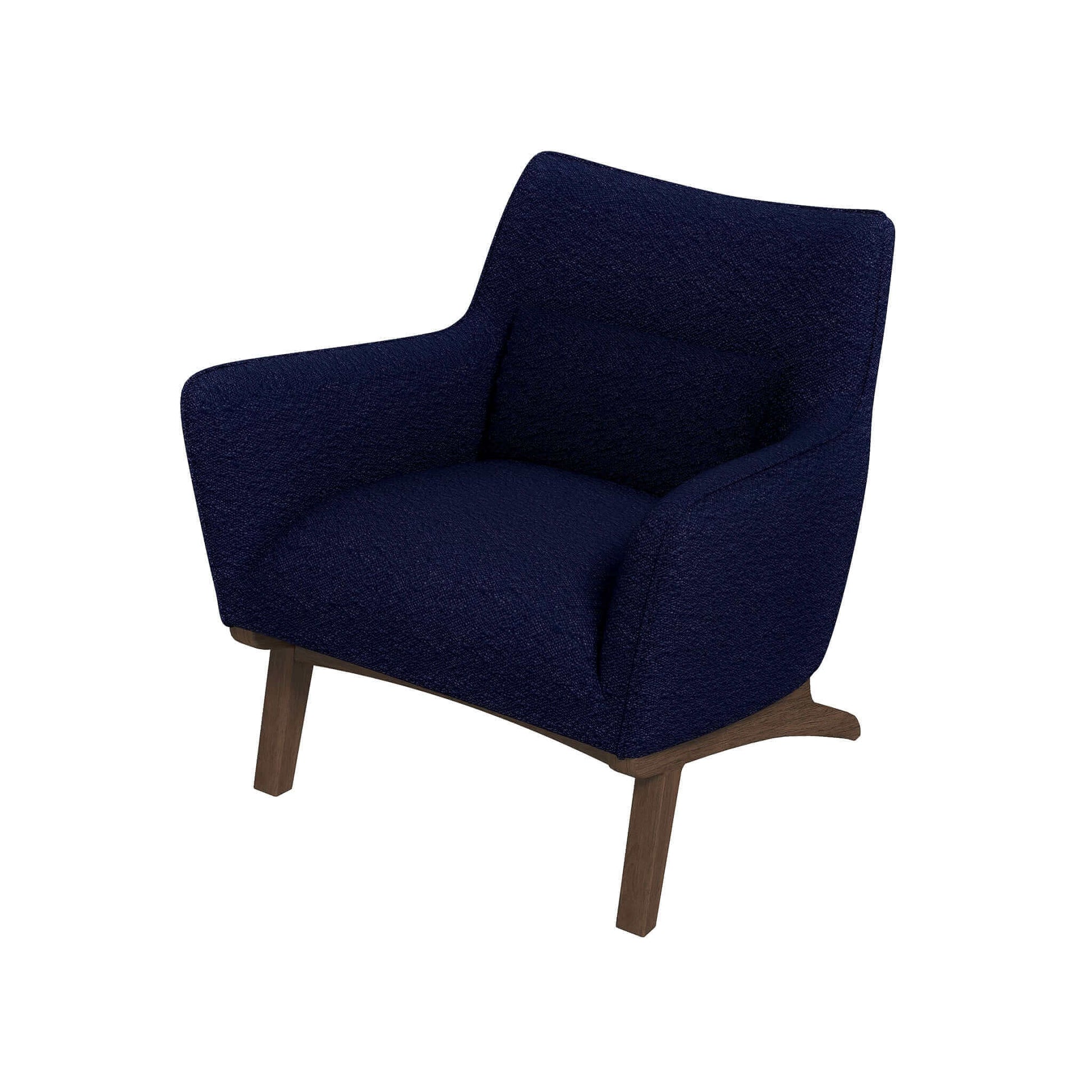 Brayden Mid Century Modern Dark Blue Boucle Armchair Dark Blue Boucle,Solid Wood