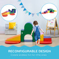 Qaba 7 Piece Baby Soft Play Equipment, Toddler Climber For Creativity And Shape Discovery, With Easy To Clean Surface, Climbing Toy For Toddlers, Multicolored Multicolor Pu