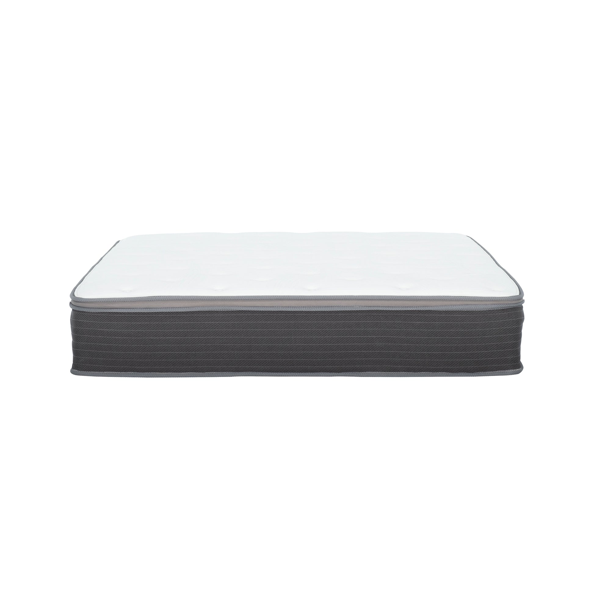 Plush 10 In. Pocket Spring King Size Hybrid Mattress In A Box, Gel Memory Foam Mattress For Comfortable Sleep, White Gray Grey White Bedroom Modern Memory Foam Polyester King