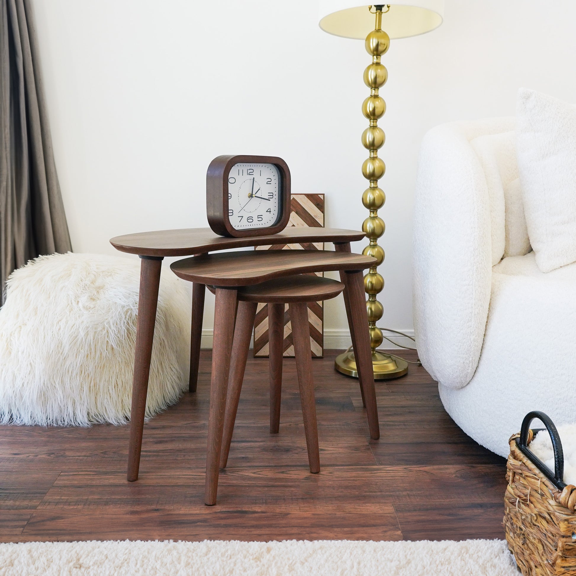 Dainty Walnut Nesting Table Walnut Brown Brown Oval Solid Wood