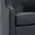 Emmett Midnight Blue Top Grain Leather Swivel Glider Barrel Chair Blue Foam Leather