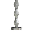 Ruth 30 Inch Accent Table Lamp, Glass Diamond Pedestal Base, White, Silver Silver White Glass Metal