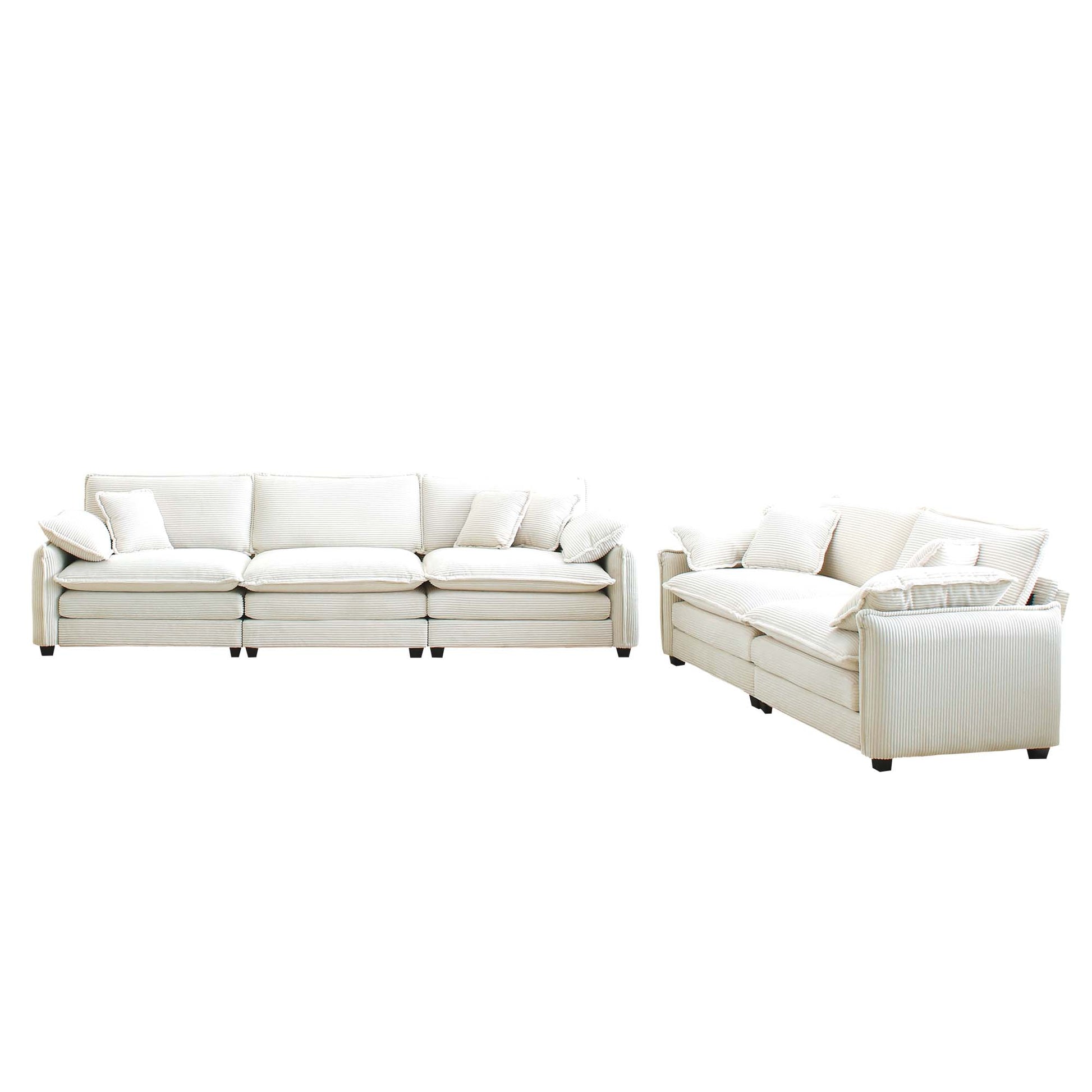 Family Sofa Set Deep Seat Sofa, Warm Sofa For Home Cinema And Living Room, One 2 Seater Sofa And One 3 Seater Sofa,Beige Corduroy Beige Corduroy 5 Seat