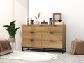 Modern 7 Drawer Dresser Wood Cabinet Walnut Walnut Particle Board