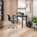 Techni Mobili Industrial Writing Desk, Black Black Computer Desk Modern Rectangular Rectangular Engineered Wood