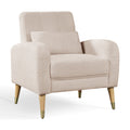 Mid Century Modern Accent Chair, Upholstered Armchair Living Room Chair, Comfy Single Sofa Chair With Metal Legs, Polyester Fabric Chair For Living Room Bedroom Camel Sherpa