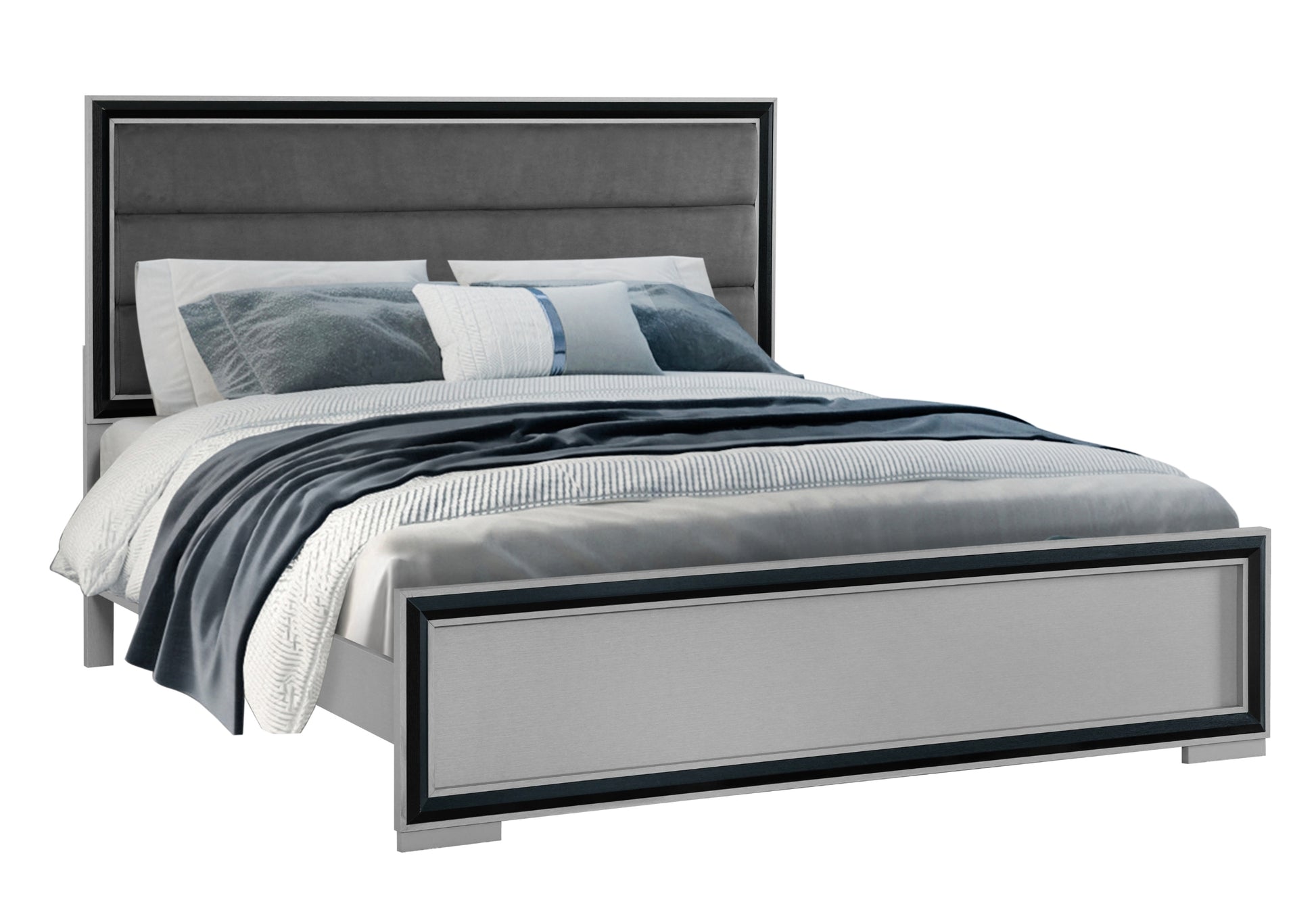 Adelaide Grey Black King Bed W Led Black Solid Wood Mdf