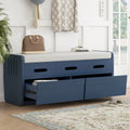 Rustic Storage Bench With 2 Drawers, Hidden Storage Space, And 3 False Drawers At The Top, Shoe Bench For Living Room, Entryway Navy Navy Mdf Acacia