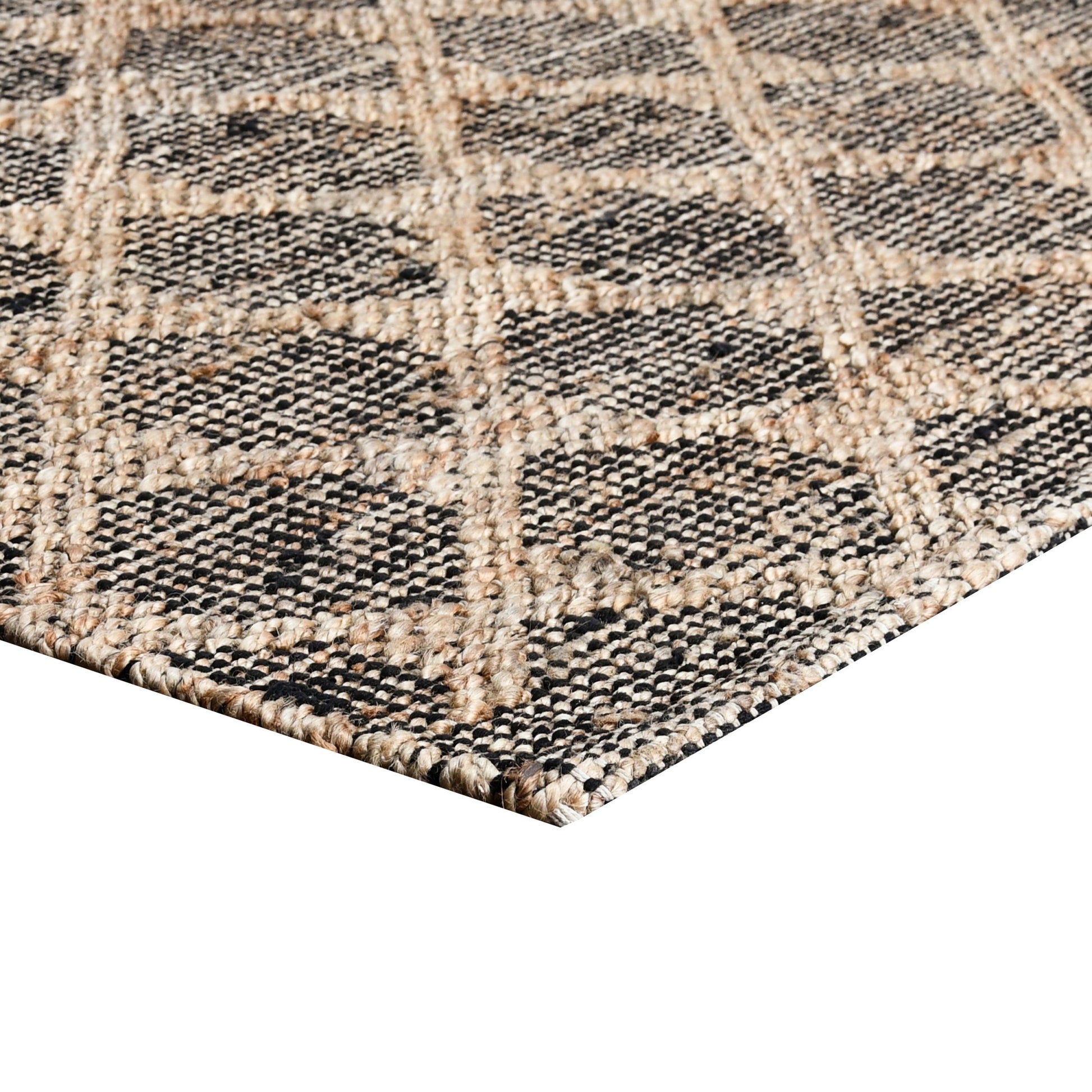 Ona 5 X 8 Handwoven Medium Area Rug, Black And Brown Diamond Lattice Design Black Brown Cotton