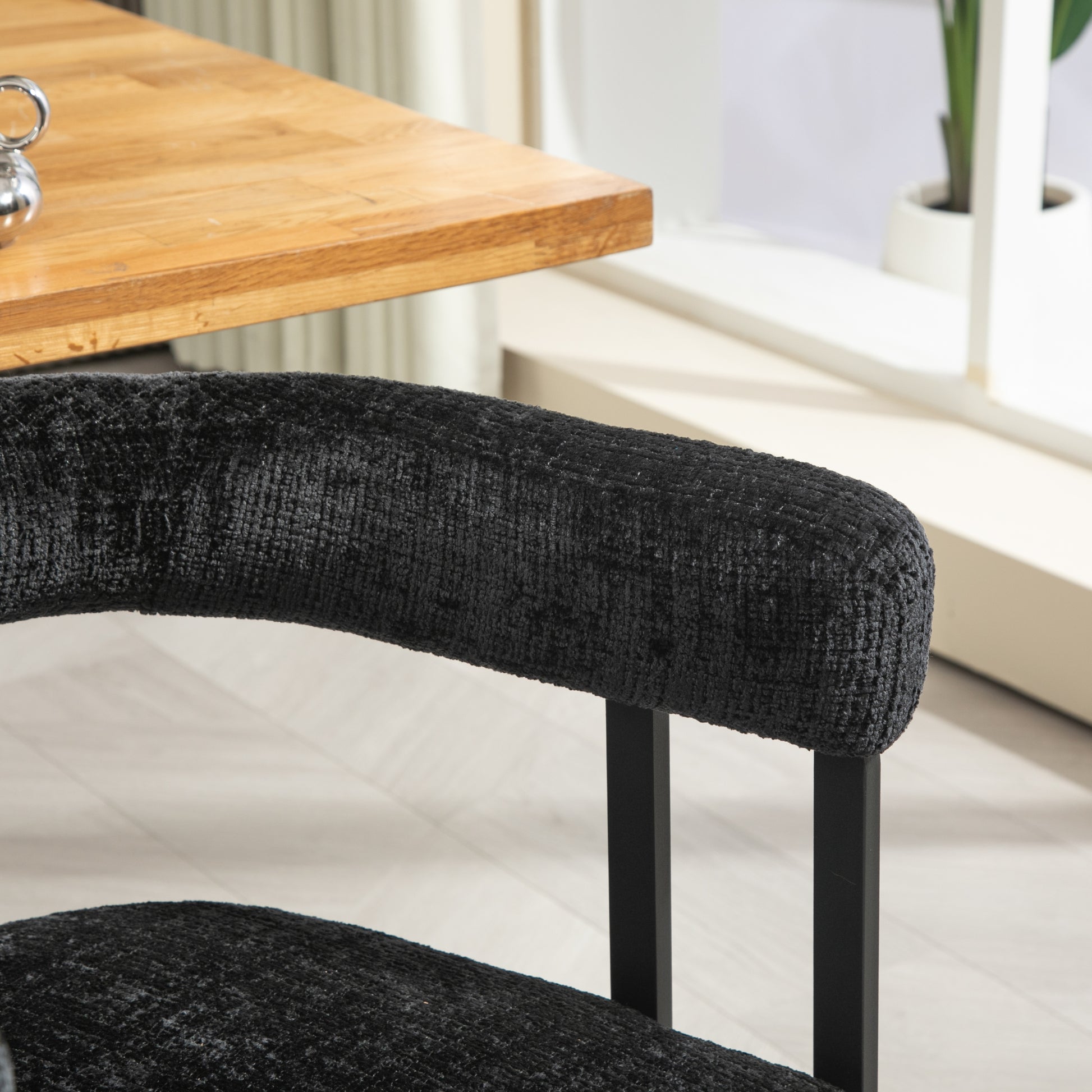 Coolmore Contemporary Designed Velvet Fabric Upholstered Accent Dining Chair Barrel Side Chairs Kitchen Armchair For Living Room Set Of 2 Black Chenille Black Foam Chenille